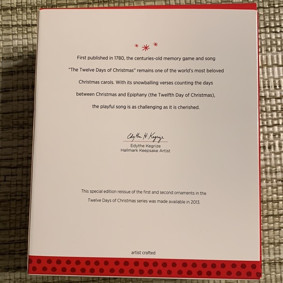 Hallmark Keepsake Twelve Days of Christmas 2 Christmas Tree Ornaments ~ NEW - Picture 2 of 5